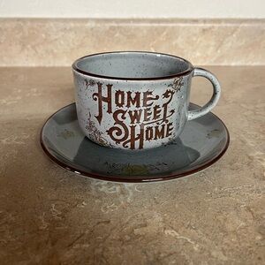 Gray Ceramic Cup and Saucer Set